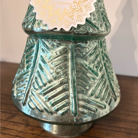 Aqua Mercury Glass LED Light up Holiday Tree - Picture 4 of 7